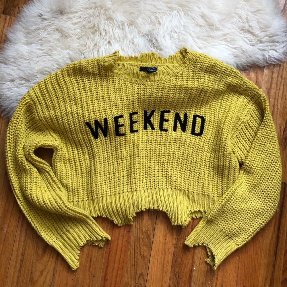 ✨ Weekend lime knit distressed forever 21